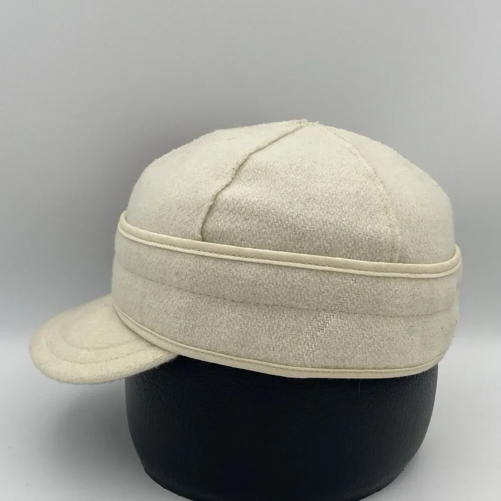 Stormy Kromer Hat Cap Fitted 6 7/8 White Petal Pusher Flower Wool Winter Womens